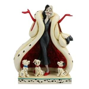 Jim Shore Disney The Cute and the Cruel Cruella DeVil With Puppies NEW 6005970